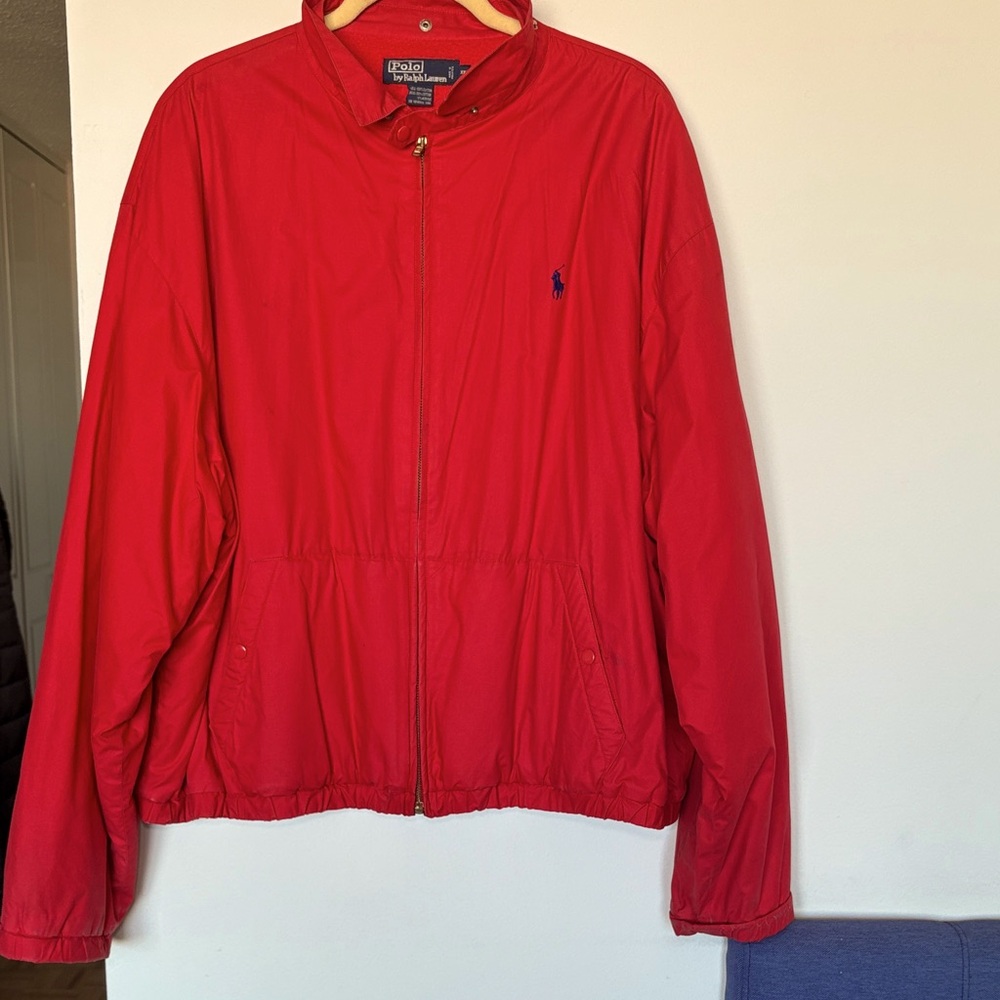 Vintage Polo Ralph Lauren Red Fleece-Lined Harrington Jacket – Men’s XXL –Warm!